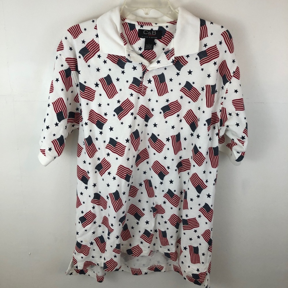 Croft & Barrow USA Flag Polo Shirt L